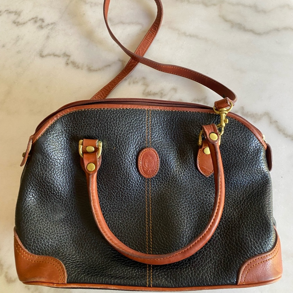 Vintage Liz Claiborne Crossbody Purse Black/Brown Leather Handbag